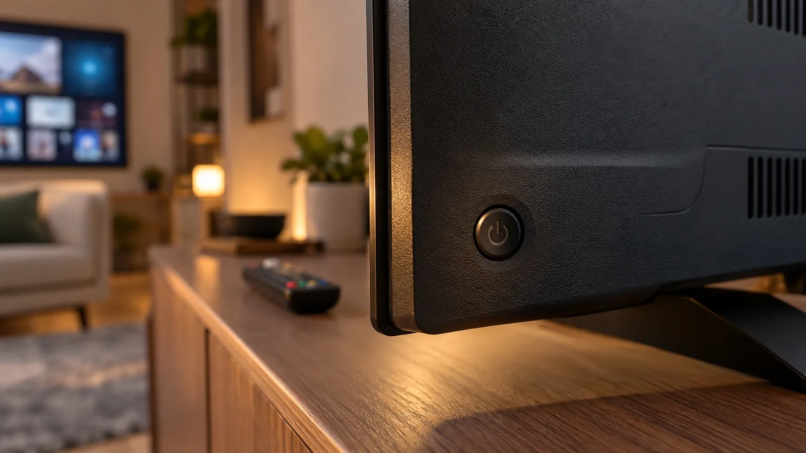 Allumer une TV Sony Bravia sans télécommande : bloc de commande du téléviseur avec le bouton d’alimentation entouré