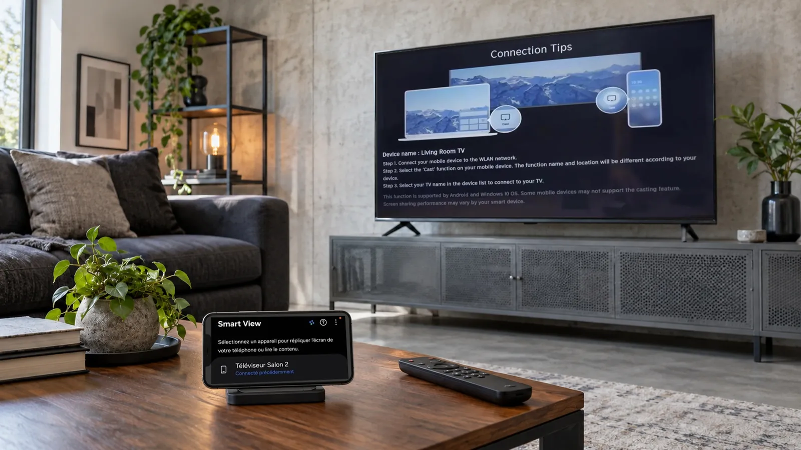 Connecter son téléphone à la télé Hisense : liste Smart View du téléphone affichant le téléviseur Hisense
