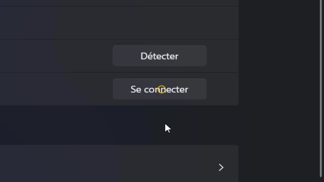 Boutons Détecter et Se connecter de la section Écrans multiples, avec Se connecter entouré