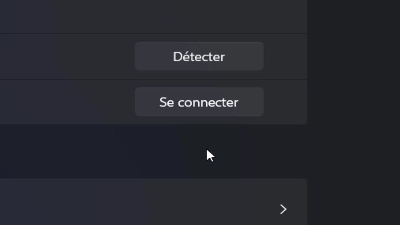 Boutons Détecter et Se connecter dans la section Écrans multiples de Windows 11