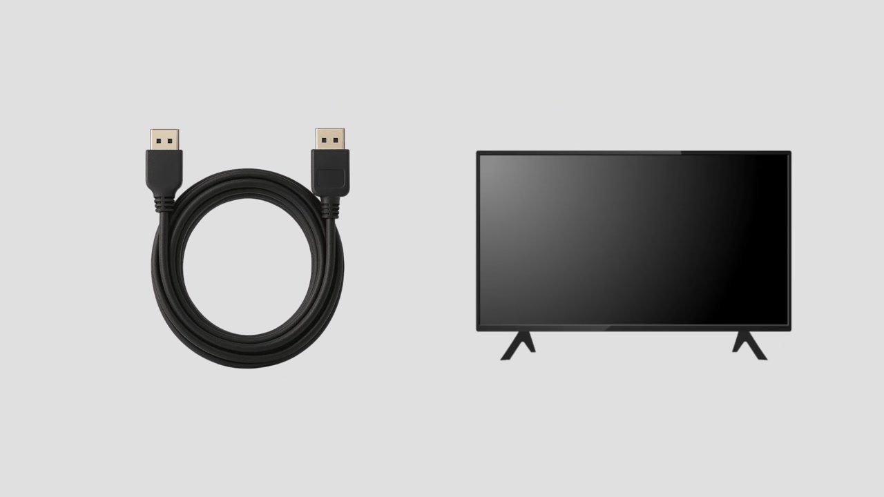 Câble HDMI classique posé à côté d’un téléviseur Full HD