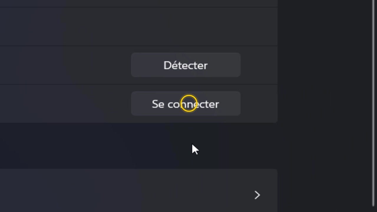 Boutons « Détecter » et « Se connecter » de la section Écrans multiples, avec « Se connecter » entouré