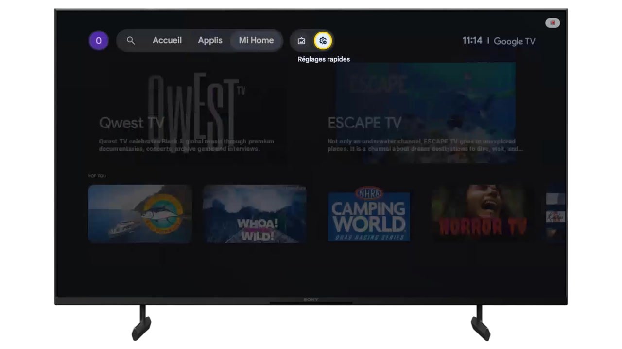 Ouvrez les Réglages rapides de votre téléviseur.