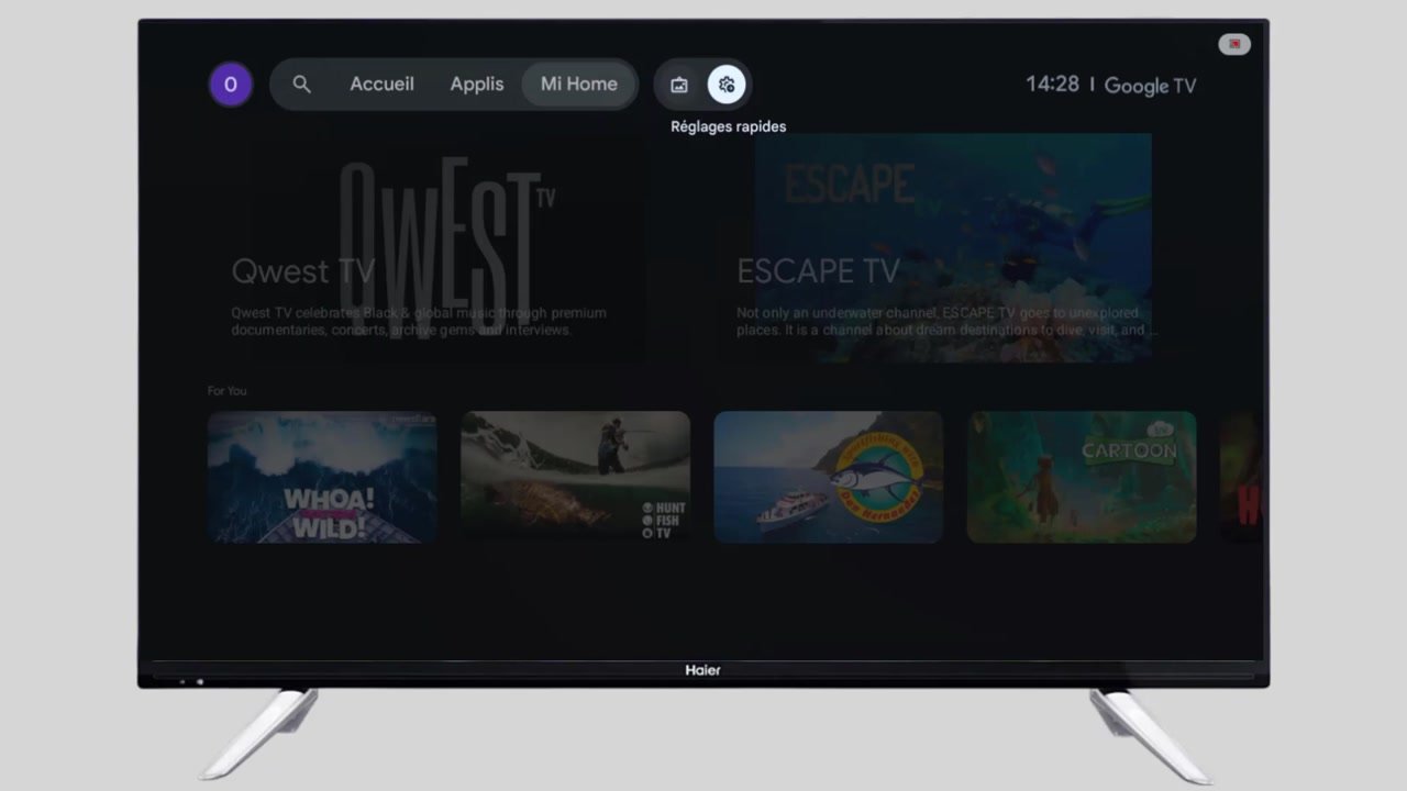 Allez dans les réglages rapides de votre TV.