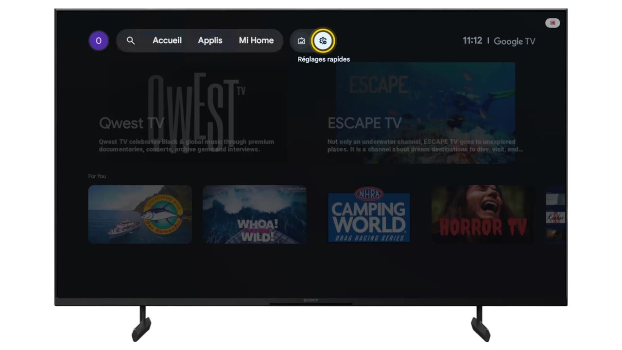 Ouvrez les Réglages rapides de votre téléviseur.
