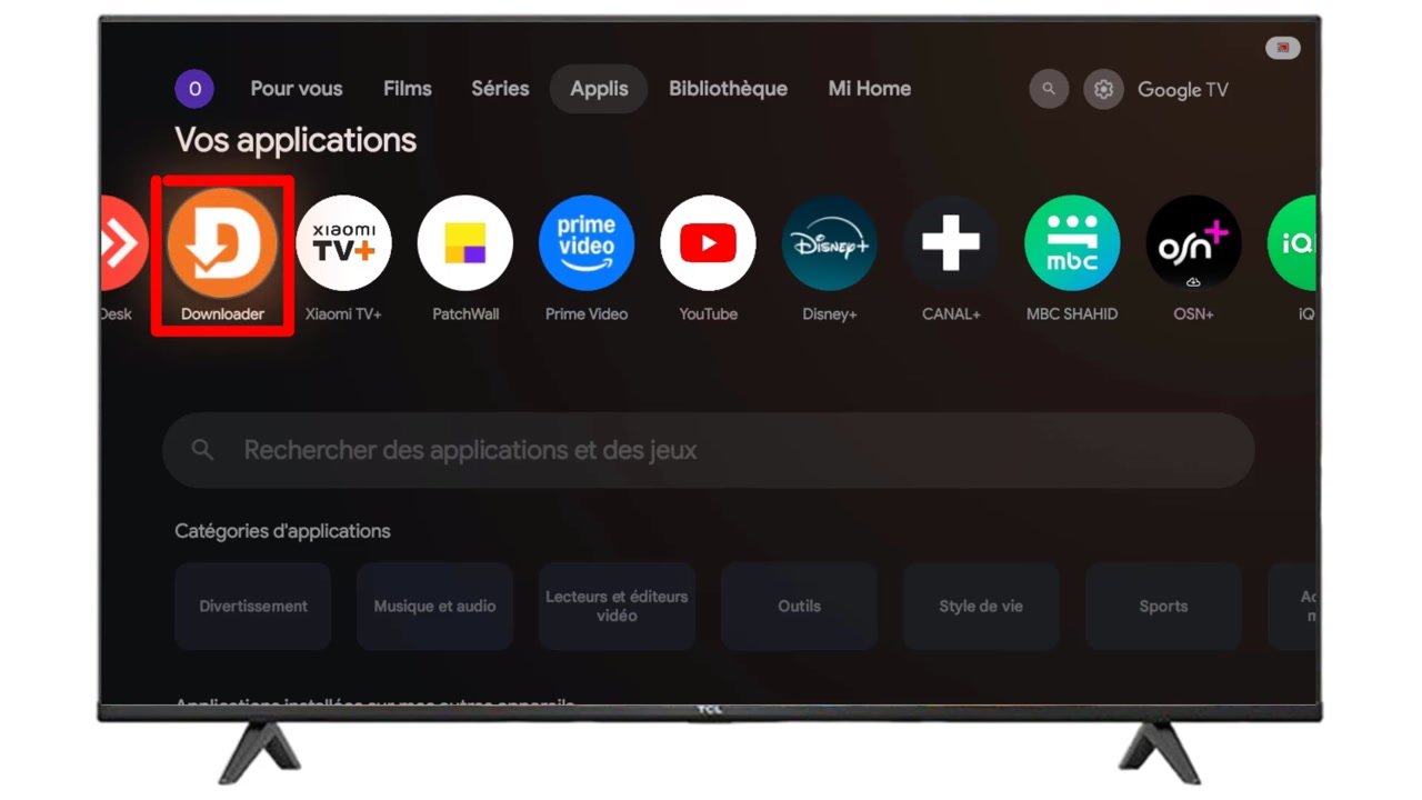 Vous aurez d’abord besoin de l’application Downloader. Si elle n’est pas installée, installez-la puis ouvrez-la.
