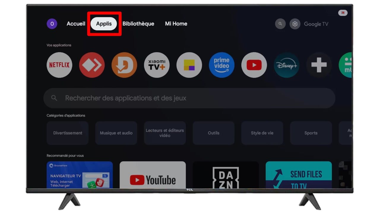 Allez dans « Applis »