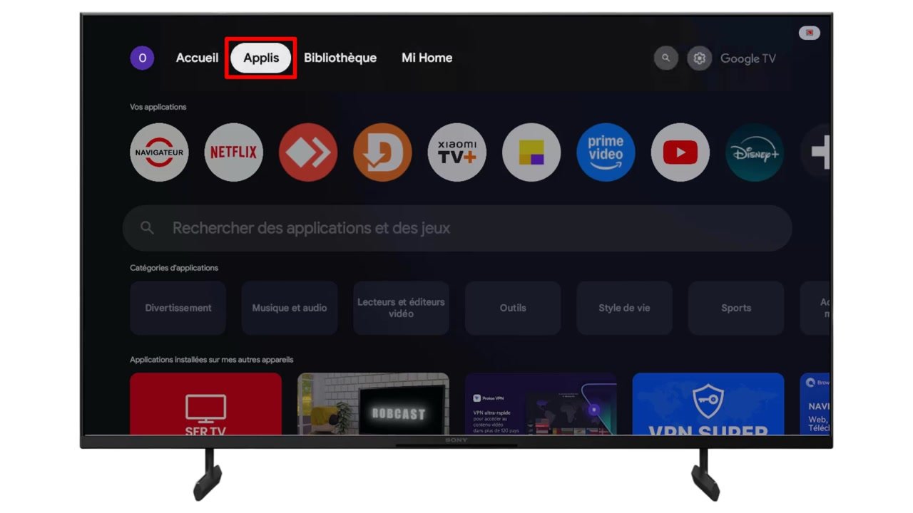 Allez dans « Applis ».