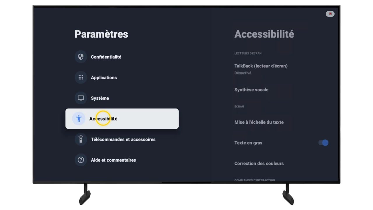 Puis accédez au menu « Accessibilité ».