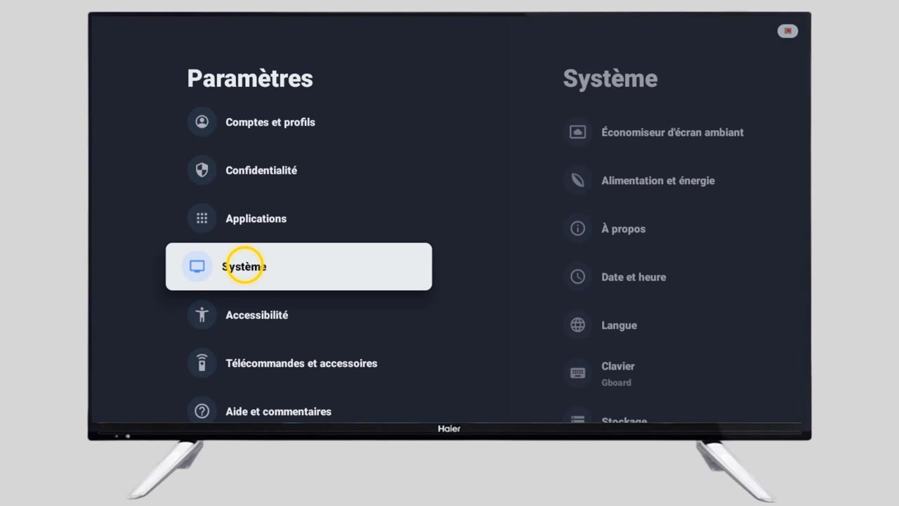 Accédez au menu Système.