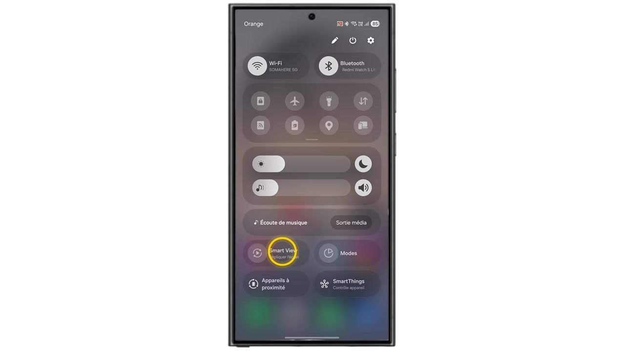 Cliquez sur 'Smart View' ; sur iPhone, utilisez plutôt AirPlay.