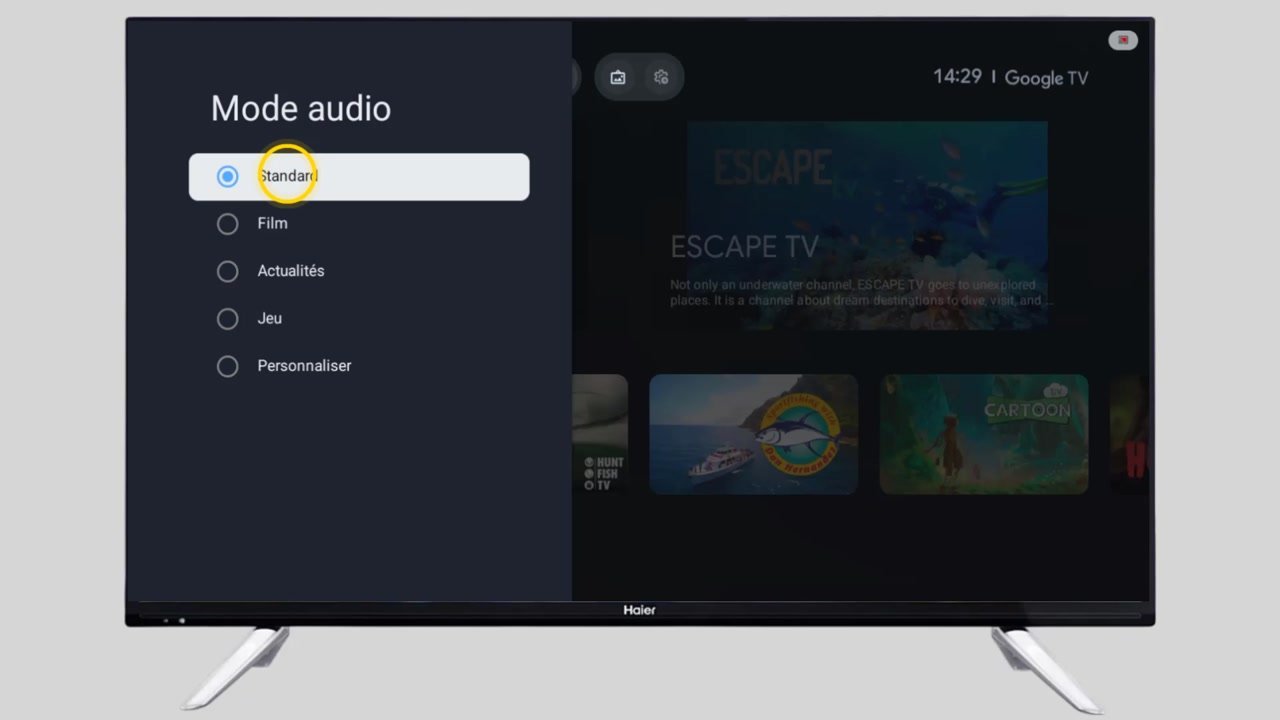 Choisissez ensuite le mode audio souhaité.