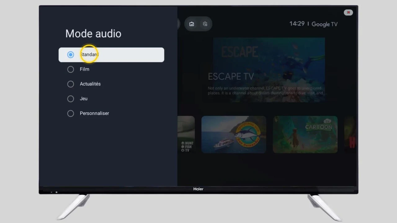 Choisissez ensuite le mode audio souhaité.