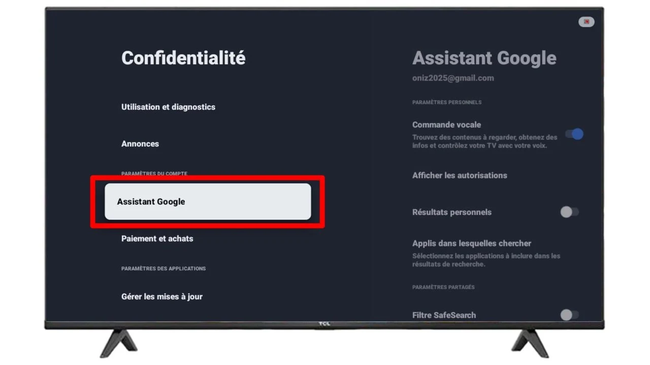 Faites défiler jusqu’à « Assistant Google »