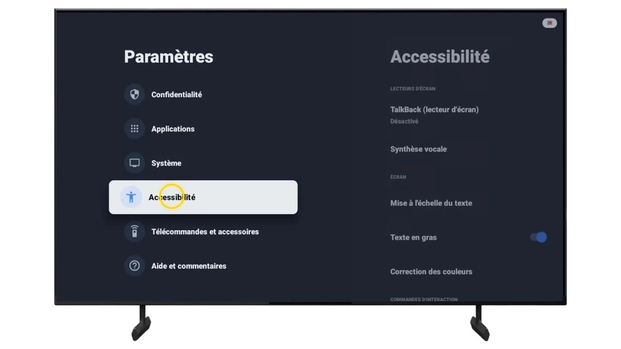 Puis accédez au menu « Accessibilité ».