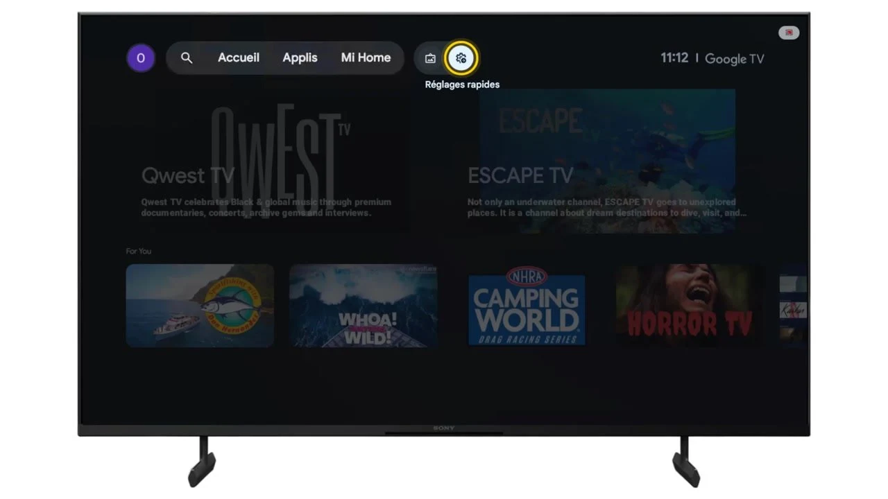 Ouvrez les Réglages rapides de votre téléviseur.