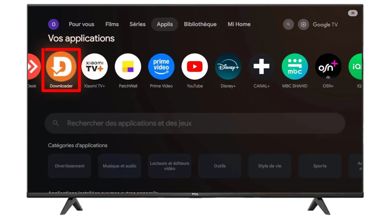 Vous aurez d’abord besoin de l’application Downloader. Si elle n’est pas installée, installez-la puis ouvrez-la.