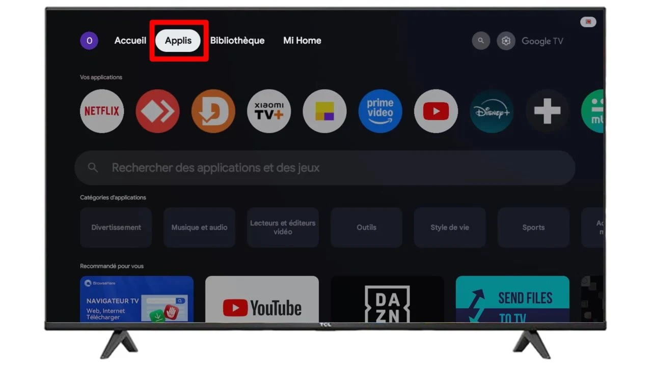 Allez dans « Applis »